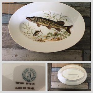 Vtg Naaman Fish  Porcelain Serving Platter Israel